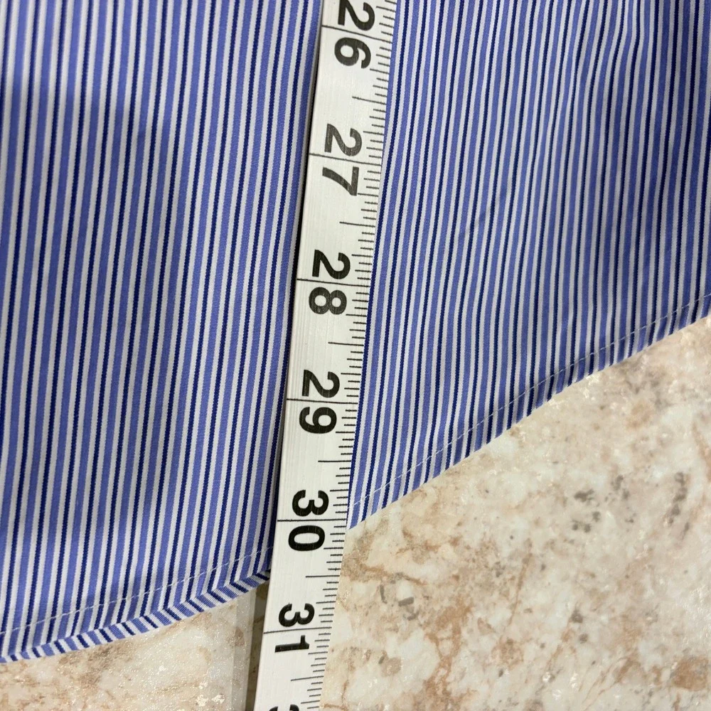 Polo Ralph Lauren Button Down Shirt 17.5 34/35 Blue White Striped Regent Classic